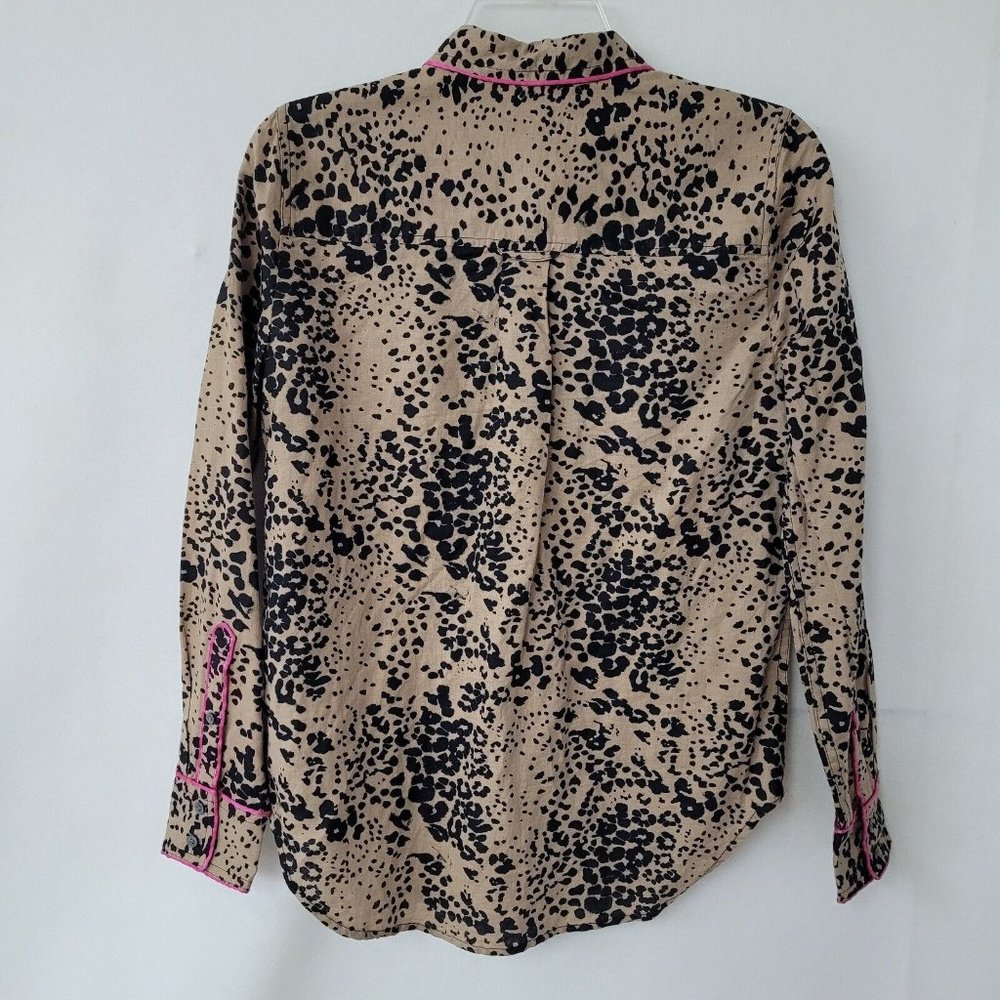 J Crew Shirt Womens Size‎ XS Leopard Print Linen Button-Up Style AJ423 Spring 20 - Picture 4 of 11